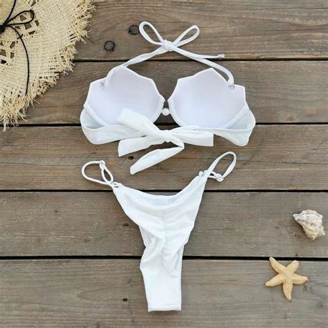 Jsn Pc Ruffe Bikini Set Woman Swimwear Push Up Swimsuit White Brazilian Biquini Bathing Suit