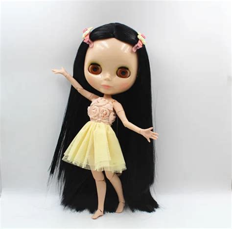 Blygirl Blyth Doll Black Straight Hair Joint Body Nude Doll Joint Body Doll Can Change