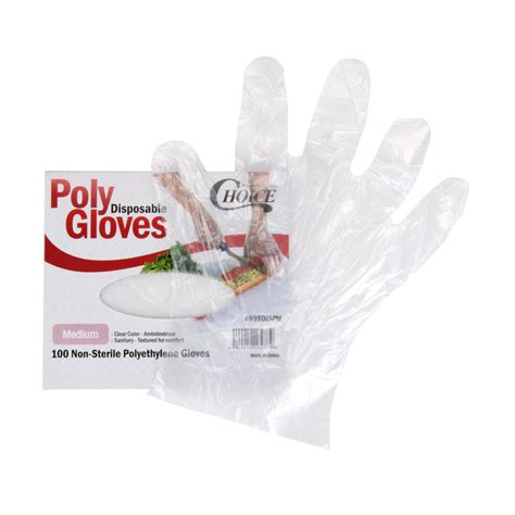 Choice Disposable Poly Gloves Medium 100 Pack For Food Service