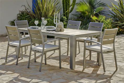 Mesa Alumino Madeira De Hevea Terraza Jard N Aluminio Compra Online