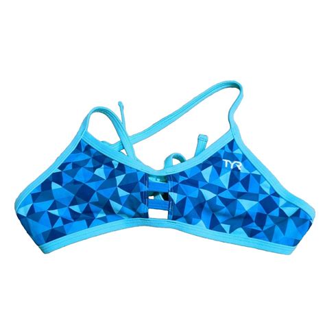 TYR Women S Small Tieback Bikini Workout Top NWOT Blue Mint Green