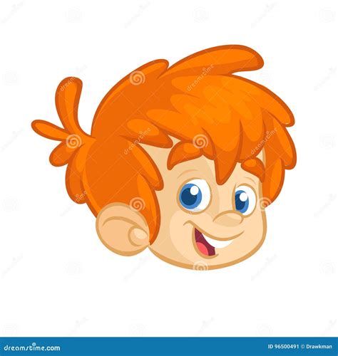 Blonde Jongen Van Het Beeldverhaal De Kleine Rode Haar Vector Geschetste Illustratie Van Jonge