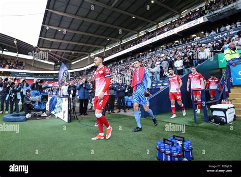 Jordan Williams Of Barnsley Walks Out His Team Mates During The Sky Bet