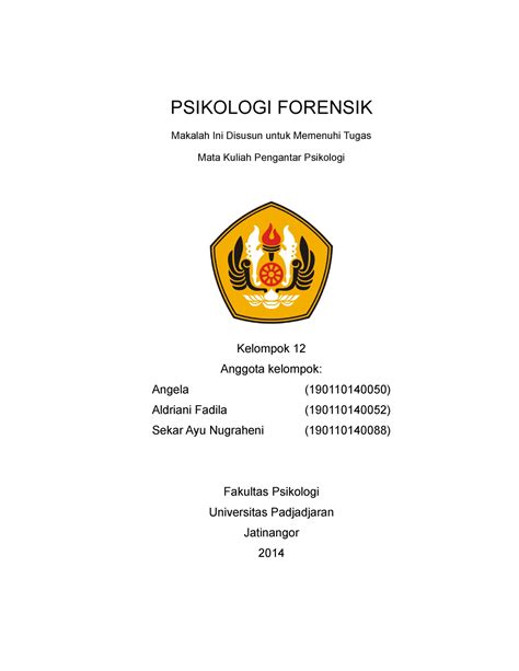 Psikologi Forensik Psikologi Forensik Makalah Ini Disusun Untuk