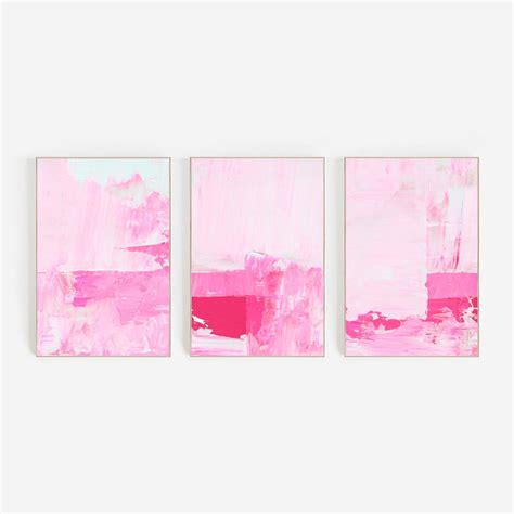 Hot Pink Wall Art Set Of 3 Prints Set Of 3 Pink Prints Etsy