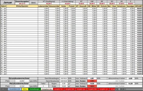 Excel Vorlage Haushaltsbuch Ein Und Ausnahmen
