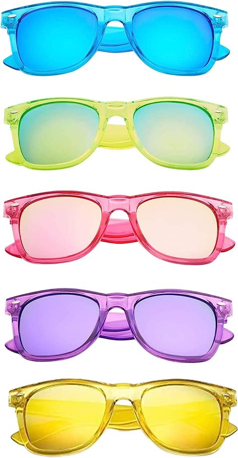 FSMILING 10 Stück Neon Sonnenbrillen Set Unisex Bunt 80er Sonnenbrille