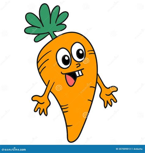 Carrot With A Laughing Cartoon Face Stock Vector Illustration Of