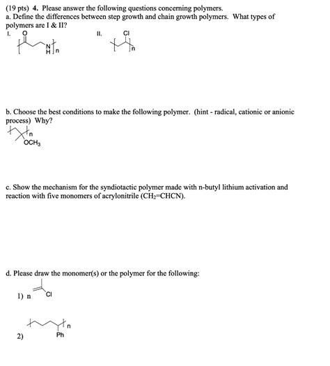 Solved Pts Please Answer The Following Questions Concerning