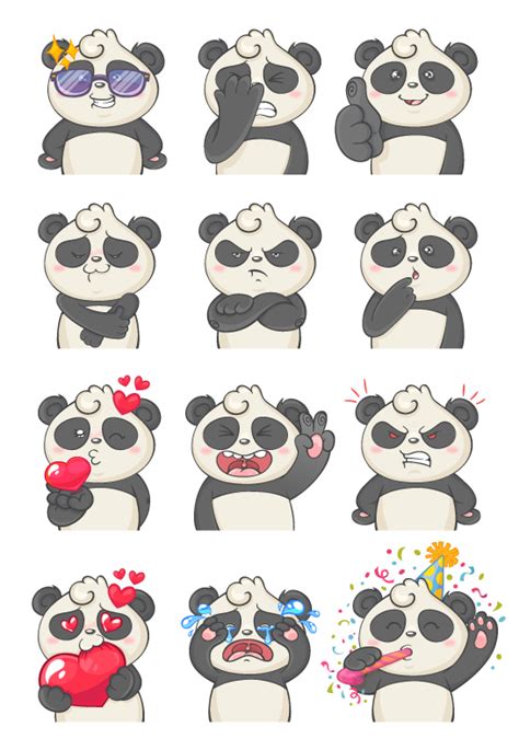 Panda Stickers Set for Ask.fm :: Behance