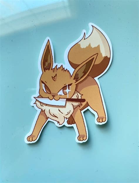 Eevee With A Knife Sticker Etsy