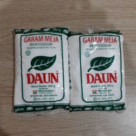 Jual Garam Meja Merek DAUN Beryodium Garam Halus 250g Shopee Indonesia