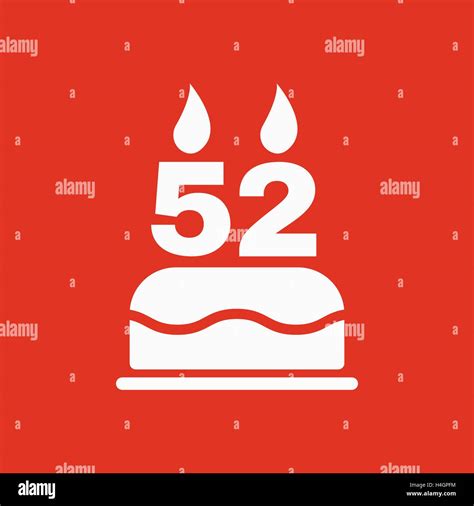 The birthday cake with candles in the form of number 52 icon. Birthday ...