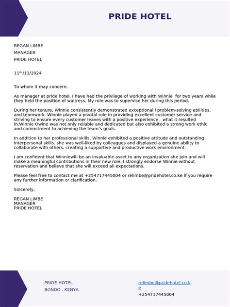 Professional Reference Letter Template | PDF | Law