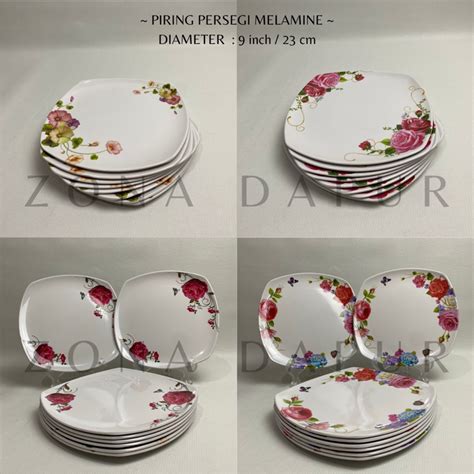 Jual Pcs Piring Melamine Persegi Ceper Inch Cm Piring