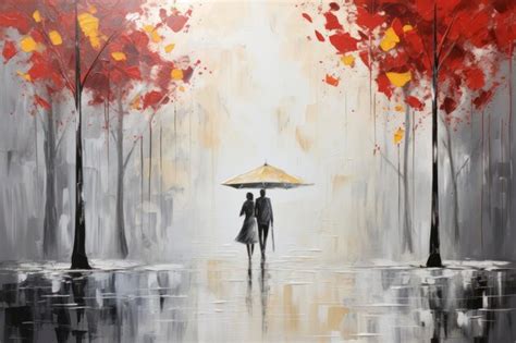 Premium AI Image | A couple under an umbrella in the rain