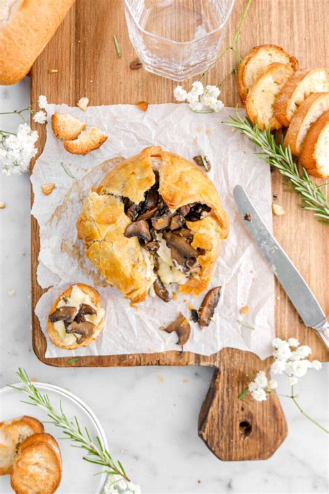 Puff Pastry Wrapped Baked Brie With Mushrooms Rosemary And Garlic Bakers Table