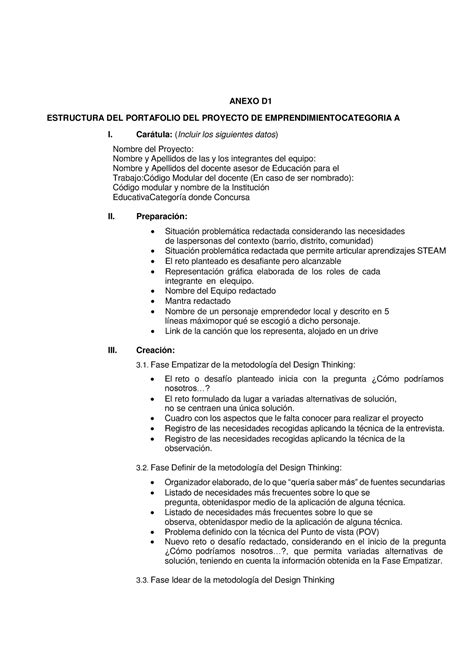 Anexos 5 Anexo ANEXO D ESTRUCTURA DEL PORTAFOLIO DEL PROYECTO DE