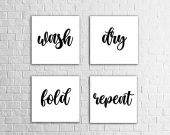 Wash Dry Fold Repeat Set Of 4 Prints For Laundry Utility Room