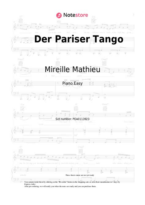 Der Pariser Tango Piano Sheet Music Easy Mireille Mathieu In Note Store