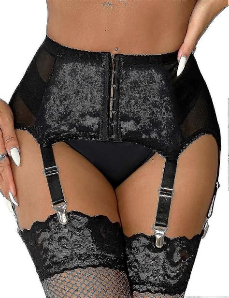 Women S Suspenders Plus Size Lace Garter Belt And Metal Clips Adjustable Lingerie Garter