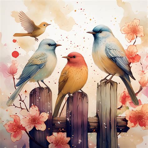 birds  post watercolor art  stock photo public domain pictures
