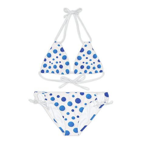 Strappy Bikini Set Blue And White Bikini Summer Bikini Set Fashion Swimsuit Trendy Bikini Women