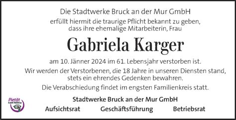 Traueranzeigen Von Gabriela Karger Trauer Kleinezeitung At