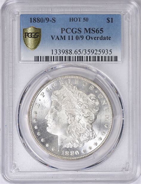 1880 9 S Morgan Silver Dollar 0 9 Overdate VAM 11 Hot 50 PCGS MS 65