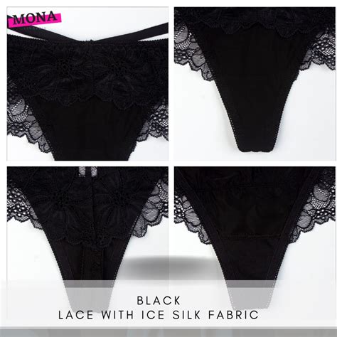 Mona Women Lingerie G String Panties Lace With Satin Silk Fabric Sexy