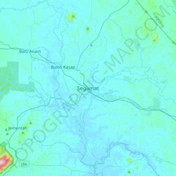 Segamat topographic map, elevation, terrain