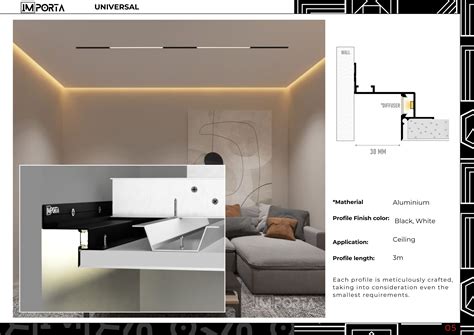 Universal Ceiling Shadow Gap Led Profile White Importa Uae Importa