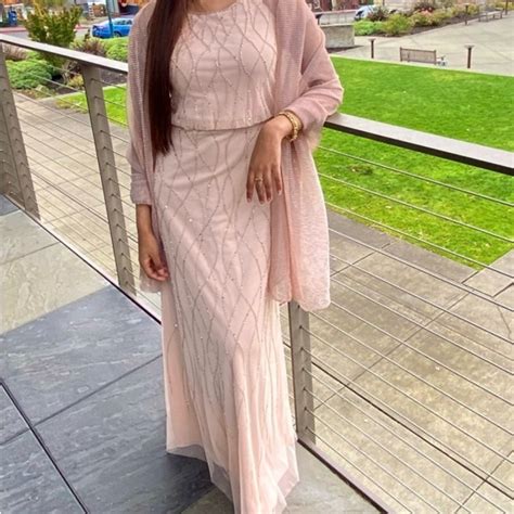 Adrianna Papell Pink Nude Beaded Mesh Overlay Short S Gem