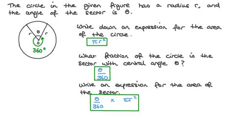 Question Video Finding The Equation For The Area Of A Sector When The