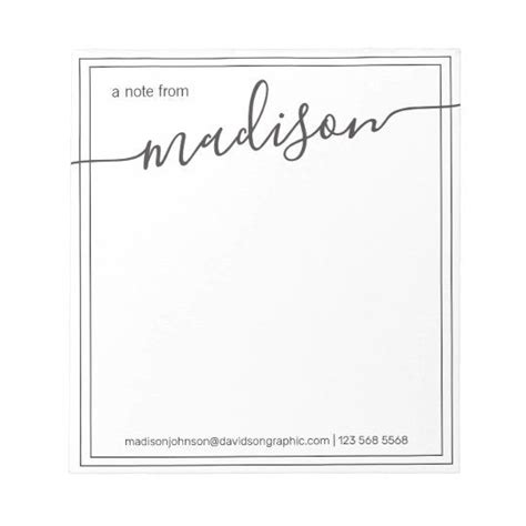 Black White Personalized Name From The Desk Of Notepad Zazzle