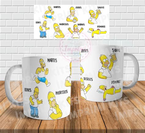 Plantilla Homero Simpsons Semana Sublimar Taza Sublimacion