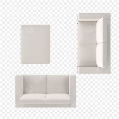 top view furniture sofa white transparent modern furniture living room