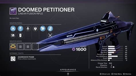 Destiny 2 Doomed Petitioner Pve And Pvp God Roll And How To Get Deltia