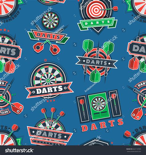 Darts Sport Tournament Championship Icons Badges Stock Vector Royalty
