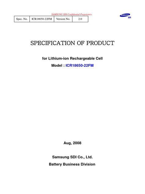 Samsung Icr18650 22fm | PDF | Rechargeable Battery | Battery Charger
