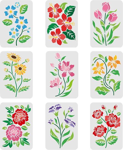 Flower Art Stencils and Templates (9 Count) - Walmart.com