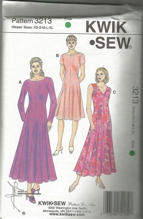 Kwik Sew Sewing Pattern Uncut Misses Dress Xs S M L Xl Etsy