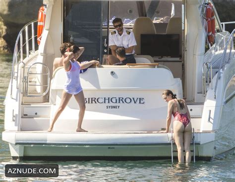 Selena Gomez Sexy In Black Orange Bikini On A Boat With Friends Around Sydney Harbour Aznude