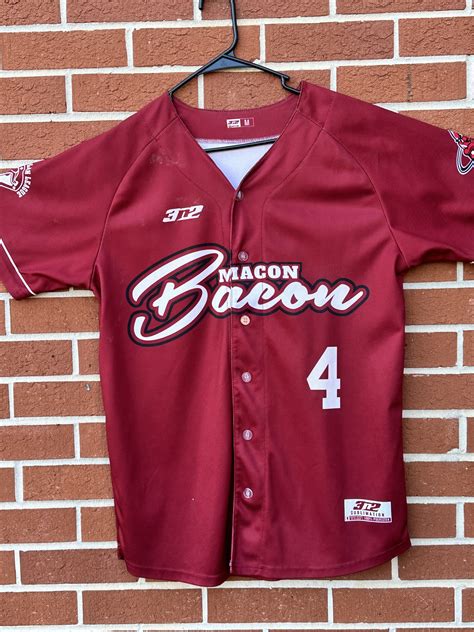 Macon Bacon Game Worn Burgundy Jersey 4 Size Md