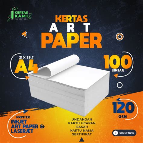 Jual Kertas Art Paper Gsm A Isi Lembar Art Paper Gram