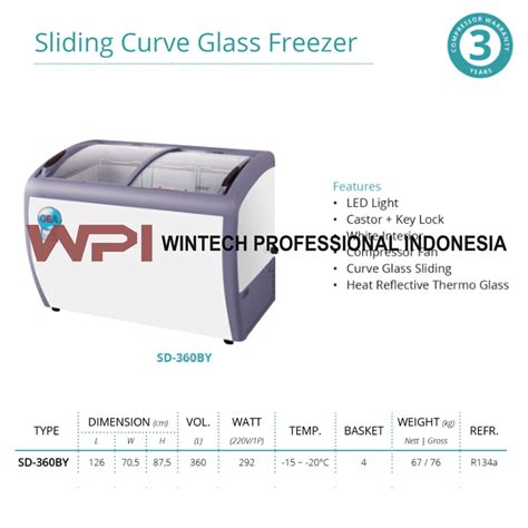 Jual Gea SD 360BY Sliding Curve Glass Freezer Freezer Kaca Cembung