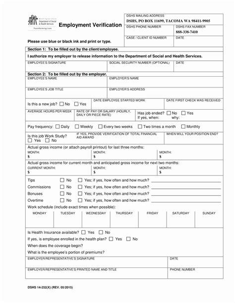 Employment Verification Form Pa Snap Employment Form