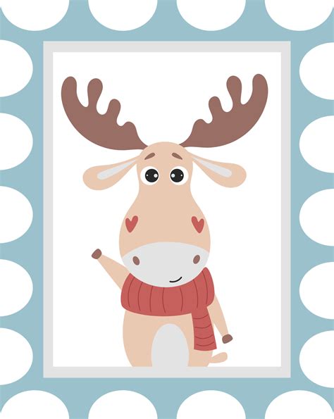 Free Postage Stamp With A Cute Elk In Scarf 12046765 Png With