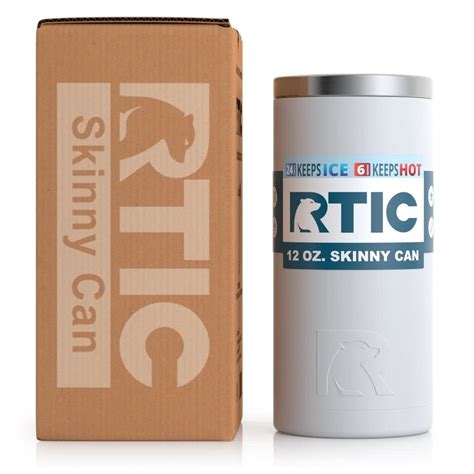 Rtic Skinny Can Cooler Fits All 12oz Slim Cans Chalk Insulated Stainless Steel Sweat Proof