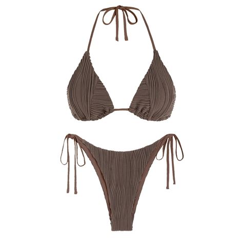 Wiueurtly Bikini Sets For Women Two Piece Women S Swimsuit Adjustable Straps Side Tie Triangle
